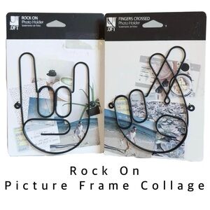 Umbra U Loft Rock On Crossed Fingers Wire Photo Holders Set of 2-new
